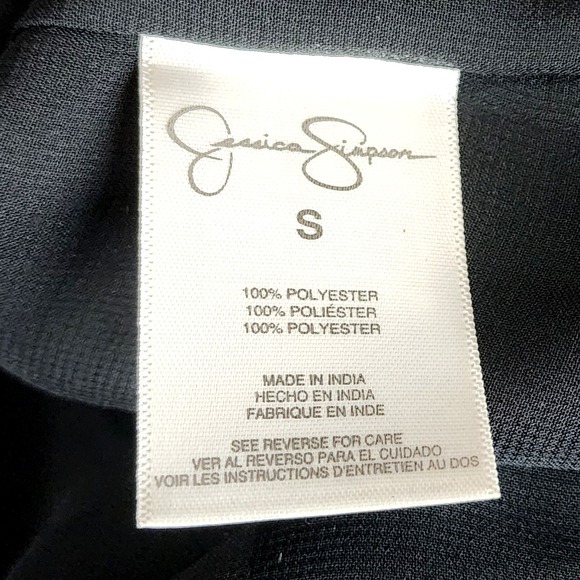 JESSICA SIMPSON Size Small Sheer Black Chiffon Rhinestone Collar Open Sleeve Top - Picture 15 of 16